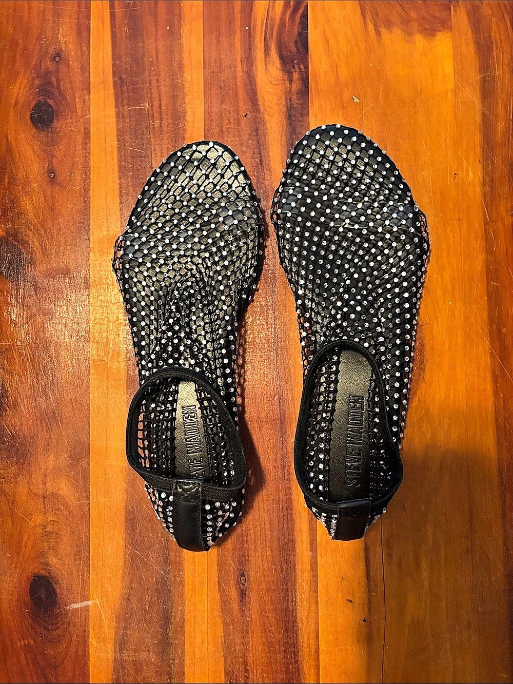 Steve Madden Mesh Studded Black Flats